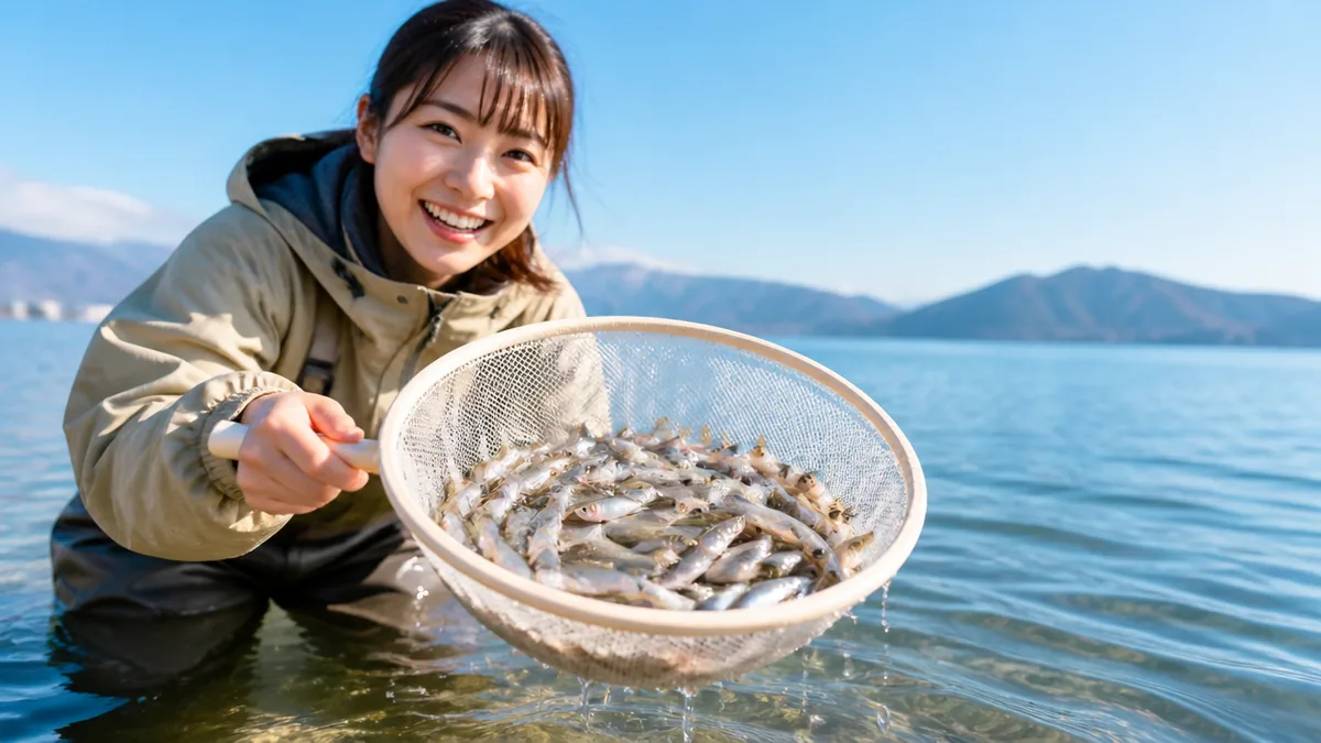 琵琶湖のワカサギ掬いは道具3つで始められる|時期・場所・コツを初心者向けに全解説のアイキャッチ画像