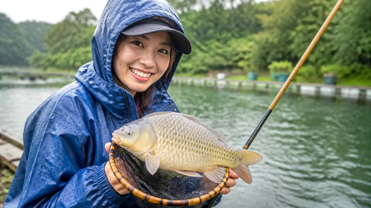 雨の日は本当に釣れるのか？よく釣れる4つの科学的理由と装備・安全対策を完全解説のアイキャッチ画像