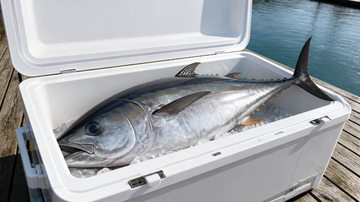 マグロを持ち帰るクーラーボックスは容量60Lが分かれ目の解説画像