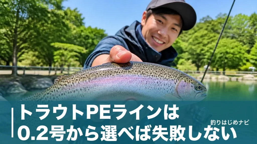 トラウトPEラインは0.2号から選べば失敗しない｜エリア・渓流・本流の号数早見表つきのアイキャッチ画像